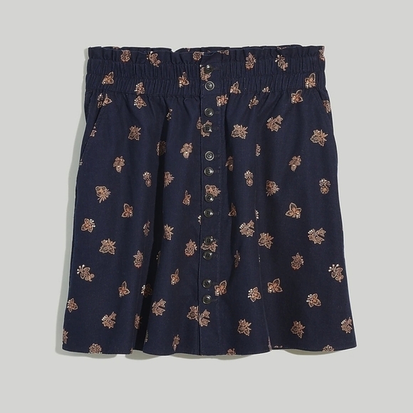 Madewell Dresses & Skirts - Madewell Paperbag Button-Front Mini Skirt Baby Corduroy Deep Indigo size S NH131